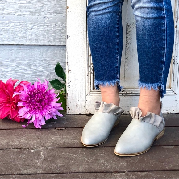 New! Grey Slip On Bootie with Ruffle and Zipper - Picture 8 of 13